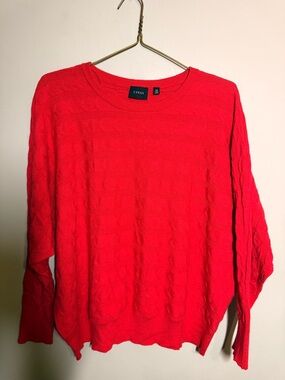 Cyrus Vibrant Red Cable Knit Crewneck Sweater